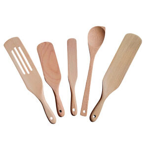 NEW NIB 5-Piece Wooden Spurtle Set Kitchen Utensils Stirring Mixing Serving